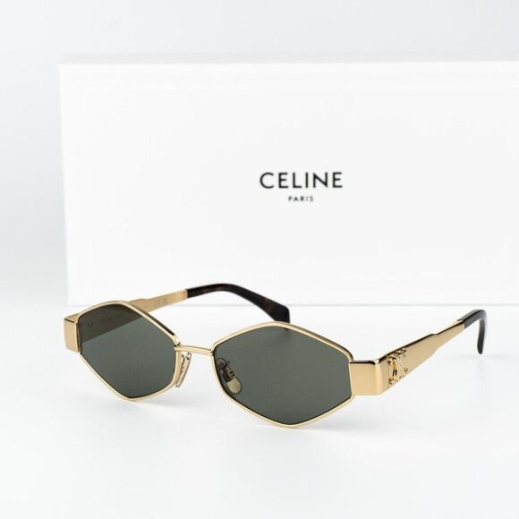 Celine TRIOMPHE Women Sunglasses Gold Green CL40254U 30N NEW AUTHENTIC main image 9